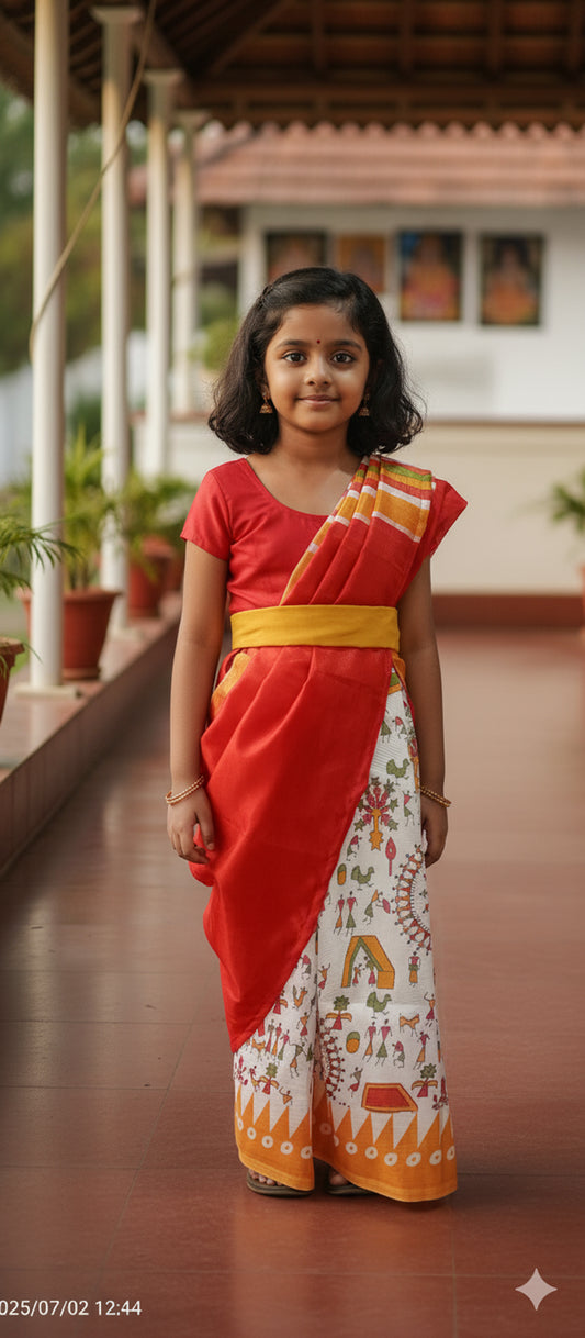Designer colour frock model half saree for kids