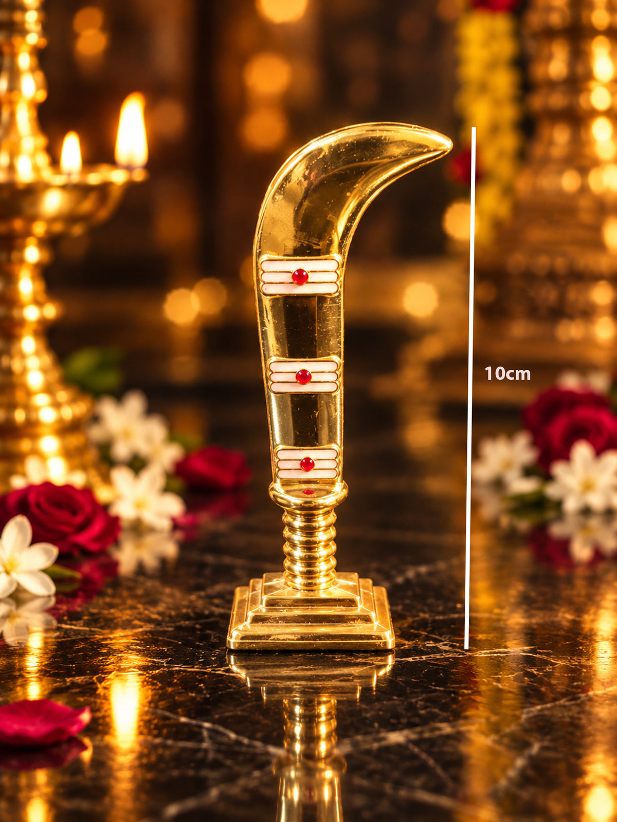 Lord Karuppaswami metal gold knife statue - 10cm