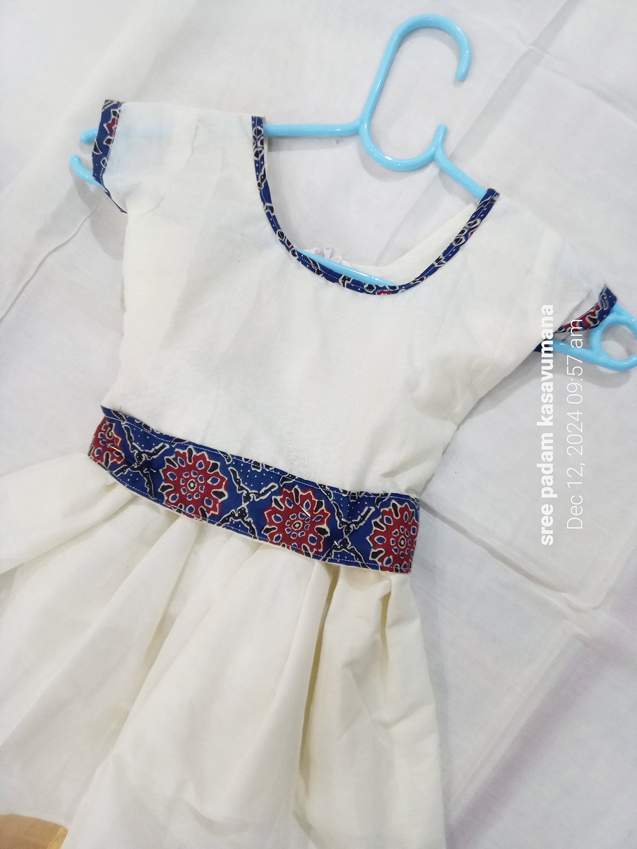 Kalamkari design kerala kasavu cotton pattu pavada for girls - 1 year