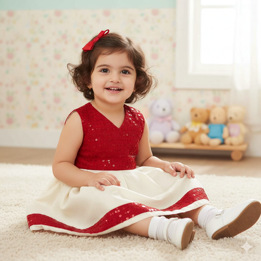 Kids designer kerala tissue kasavu frock