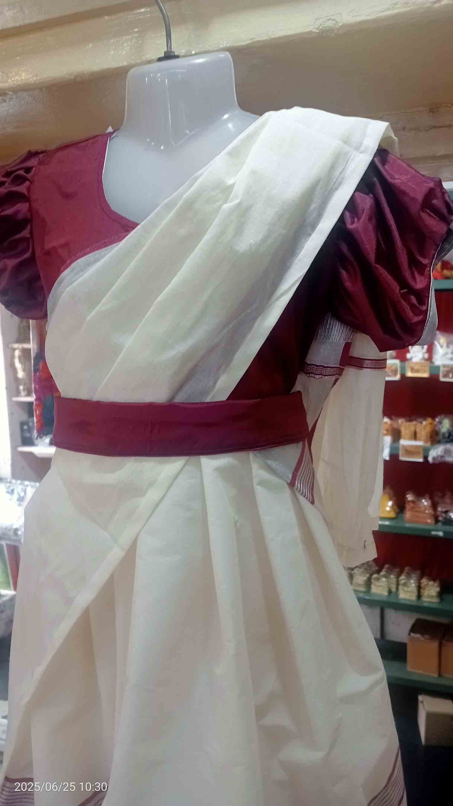 Designer kerala kasavu frock model half saree for kids
