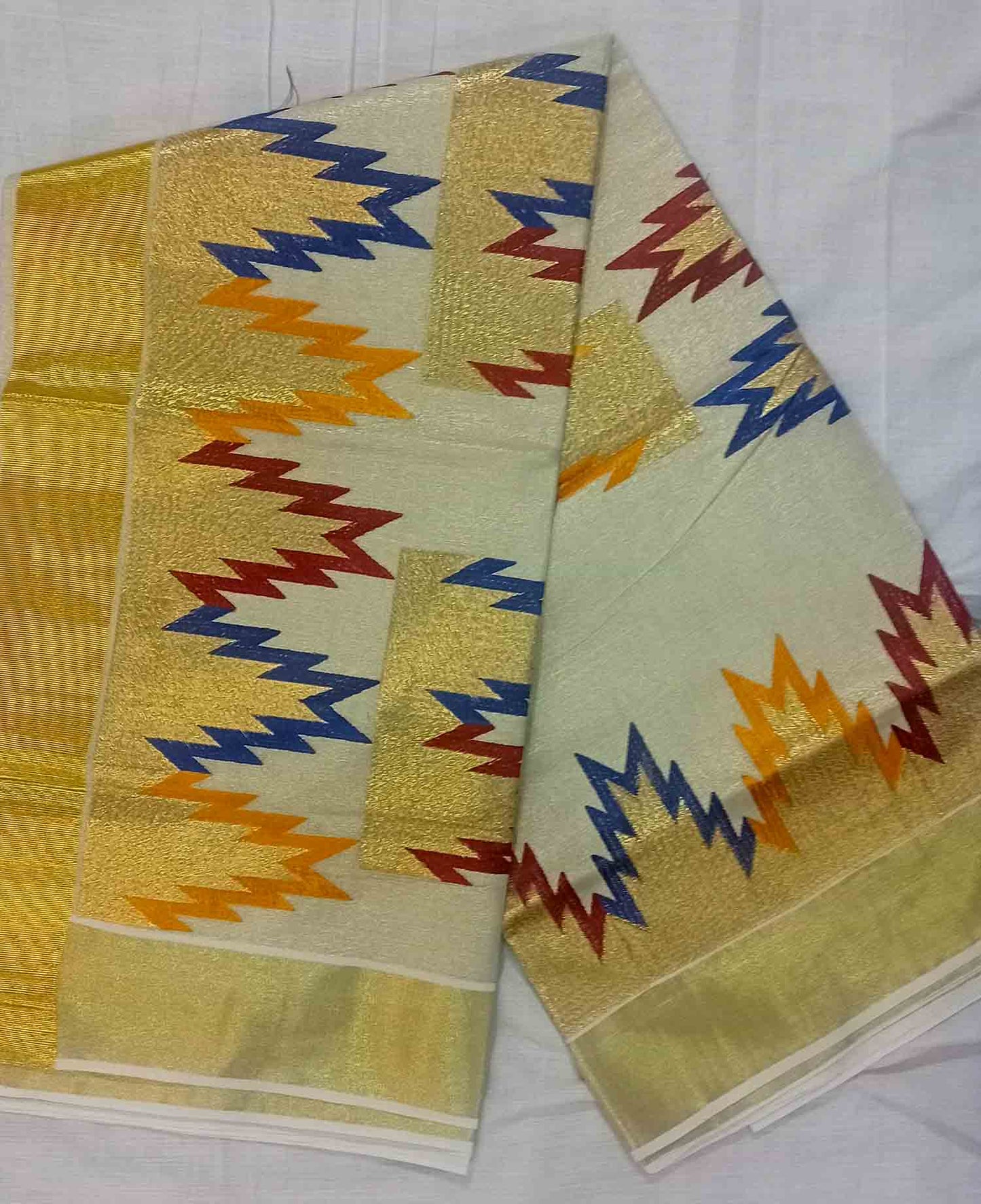Temple border embroidery designer kerala golden tissue kasavu saree