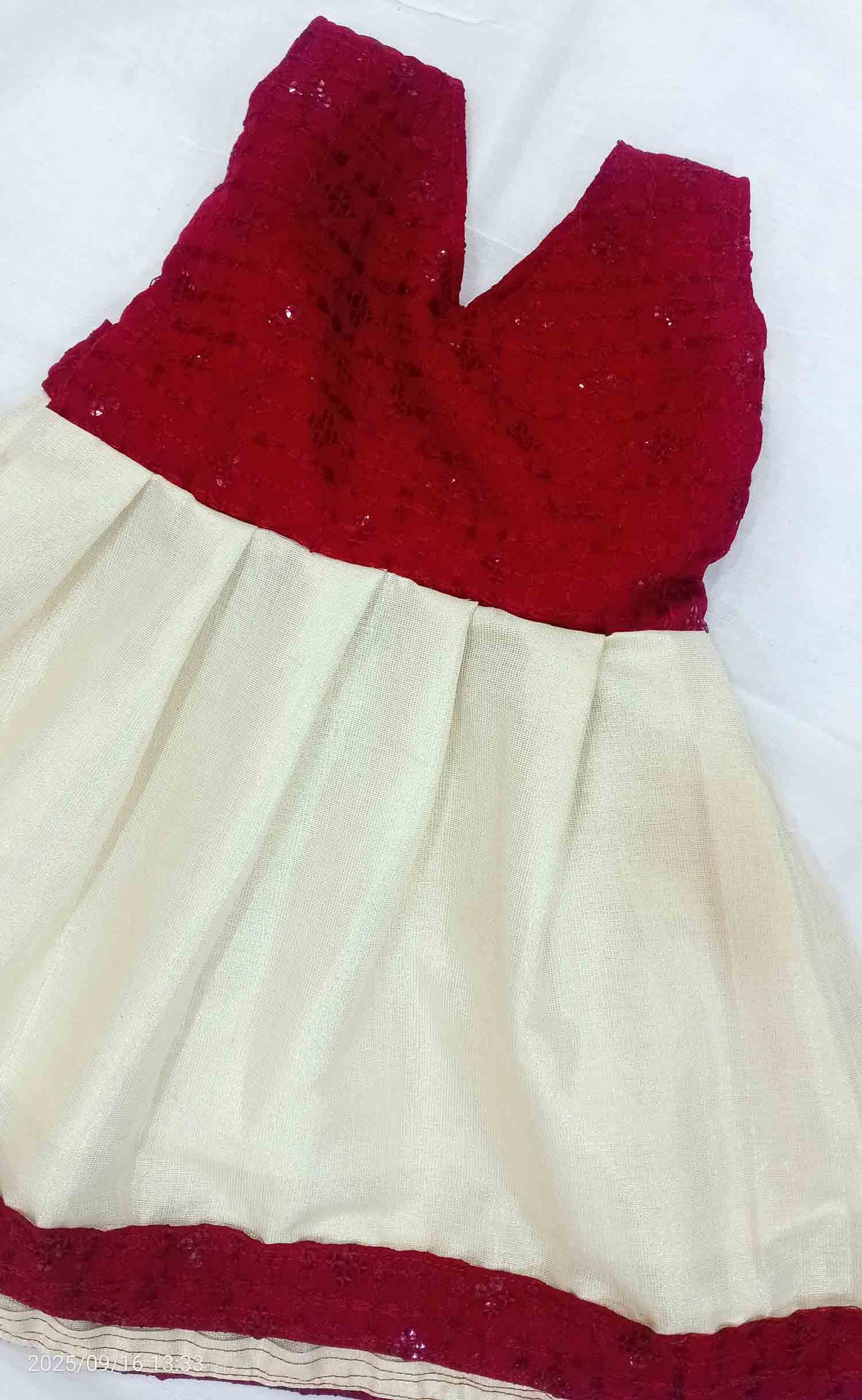 Kids designer kerala tissue kasavu frock