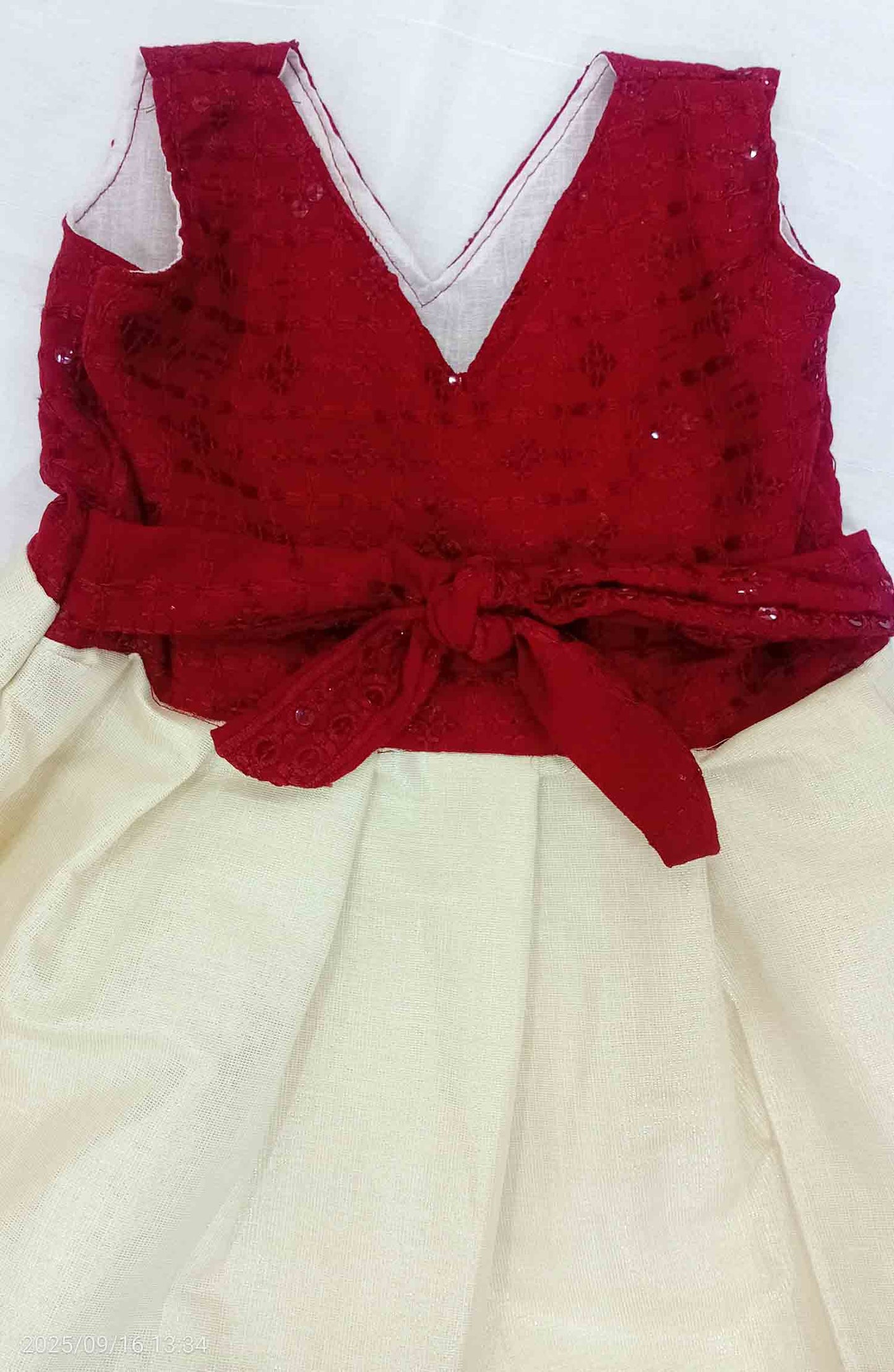 Kids designer kerala tissue kasavu frock