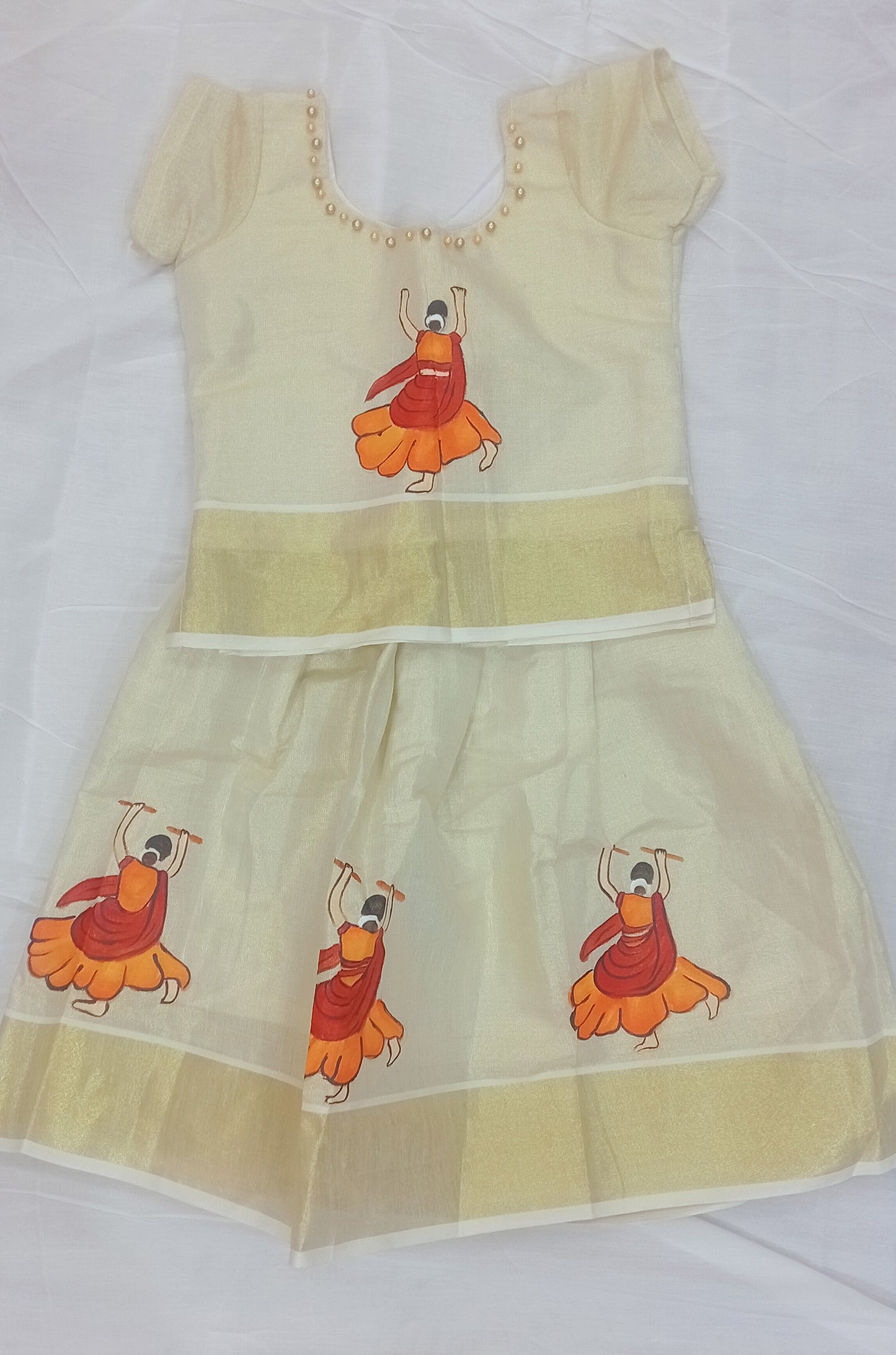 Deepavali dance hand mural painting design kerala tissue kids pattu pavada