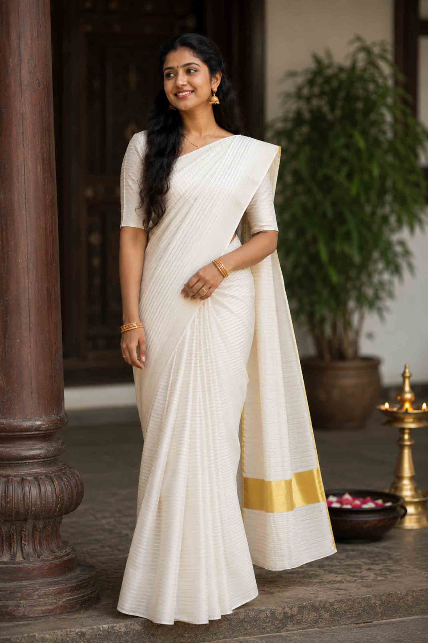 Good quality kerala line kasavu cotton saree