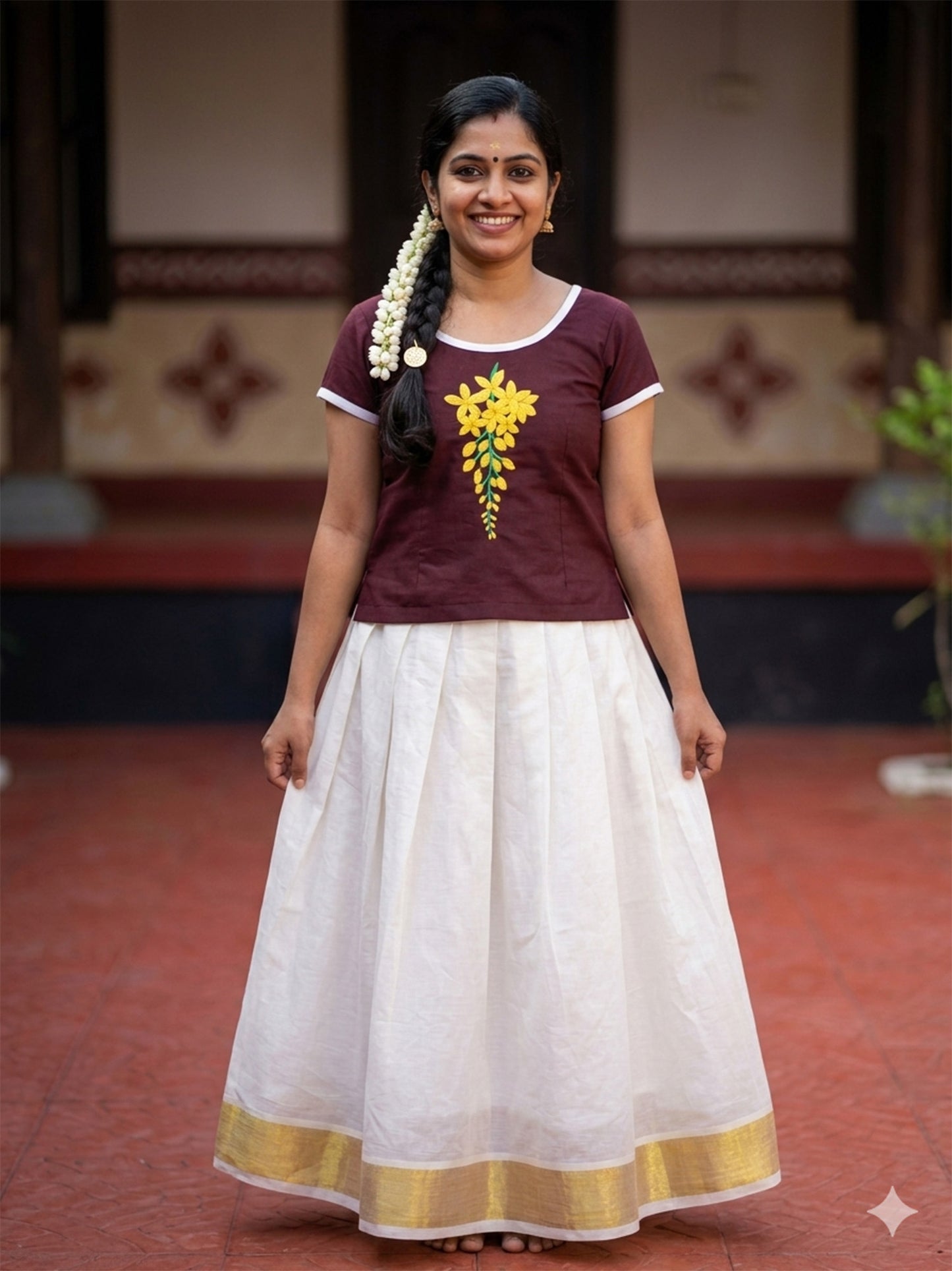 Vishu special Kanikonna design kerala pattupavada for women
