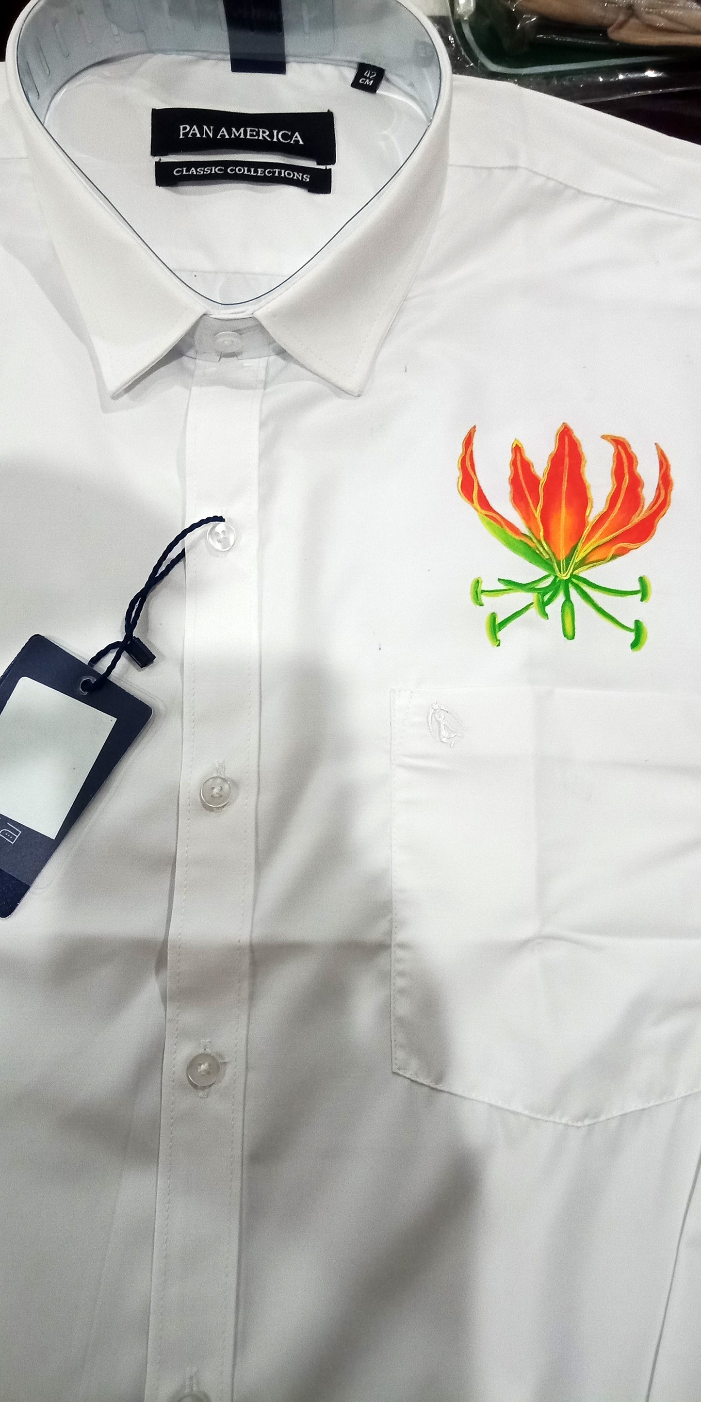 Karthikaipoo flower hand painting on white shirt