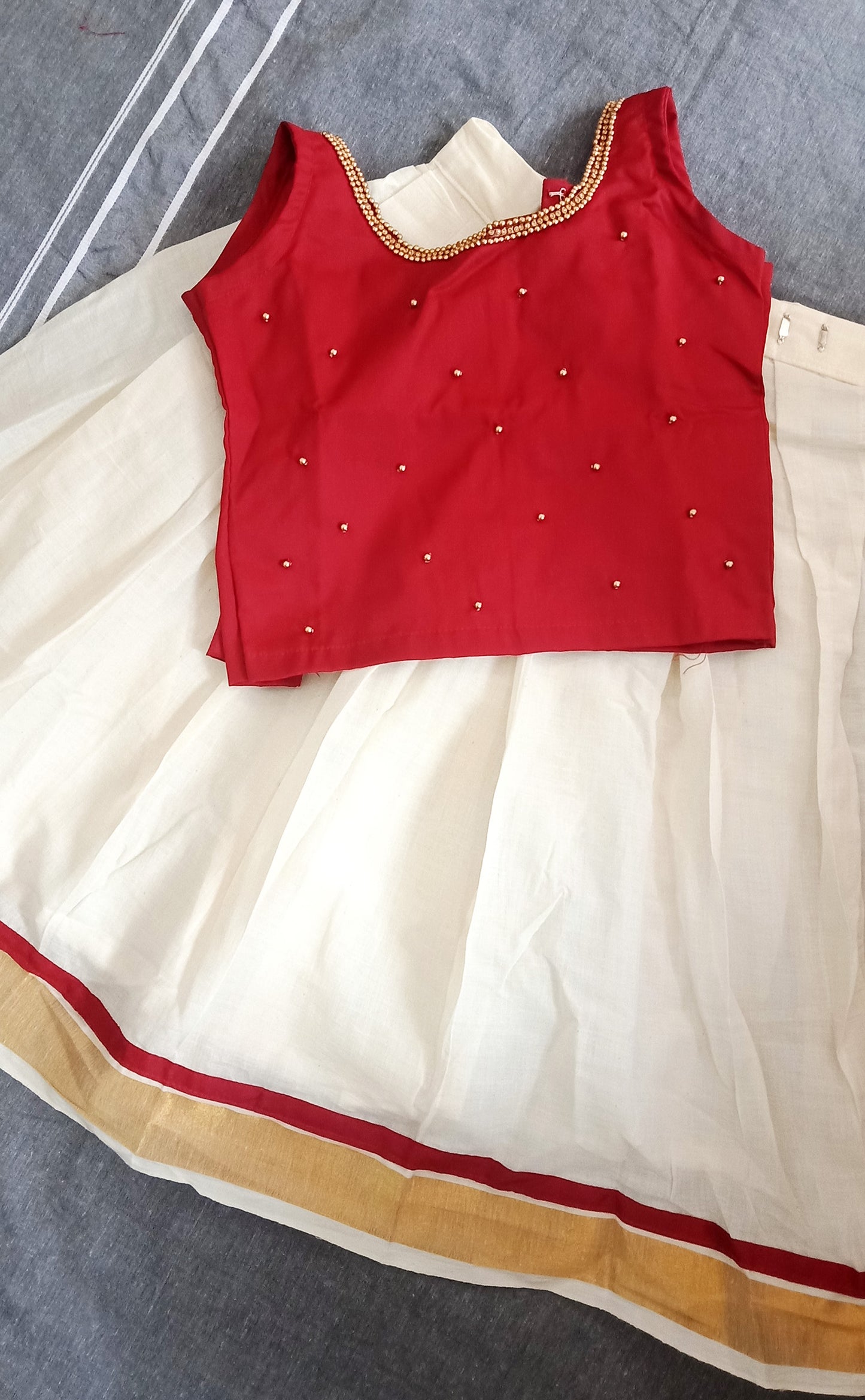 Hand work designer blouse kerala style pattu pavada for girls