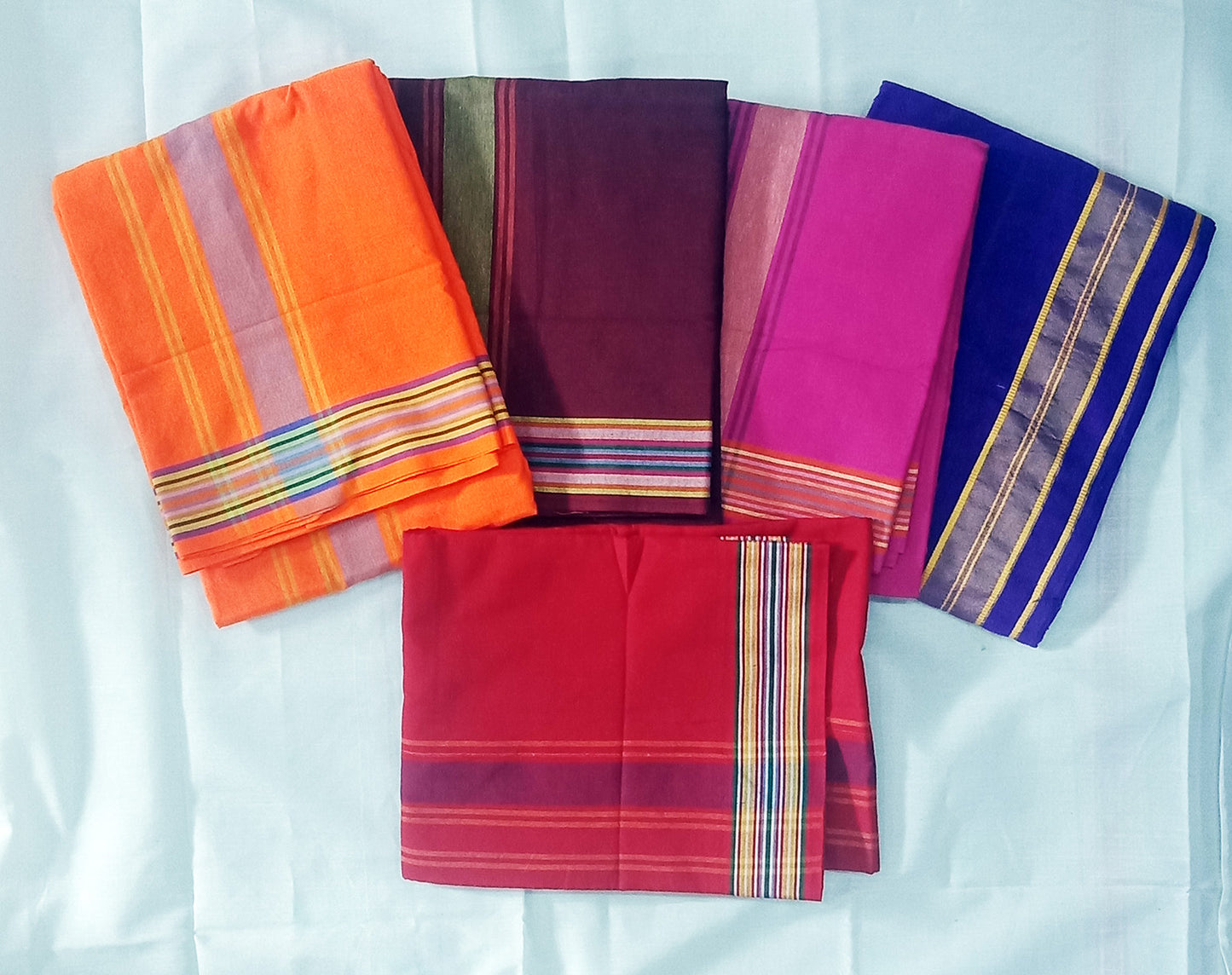 Stylish color cotton single mundu or dhoti - 2 meter - 5 pcs set