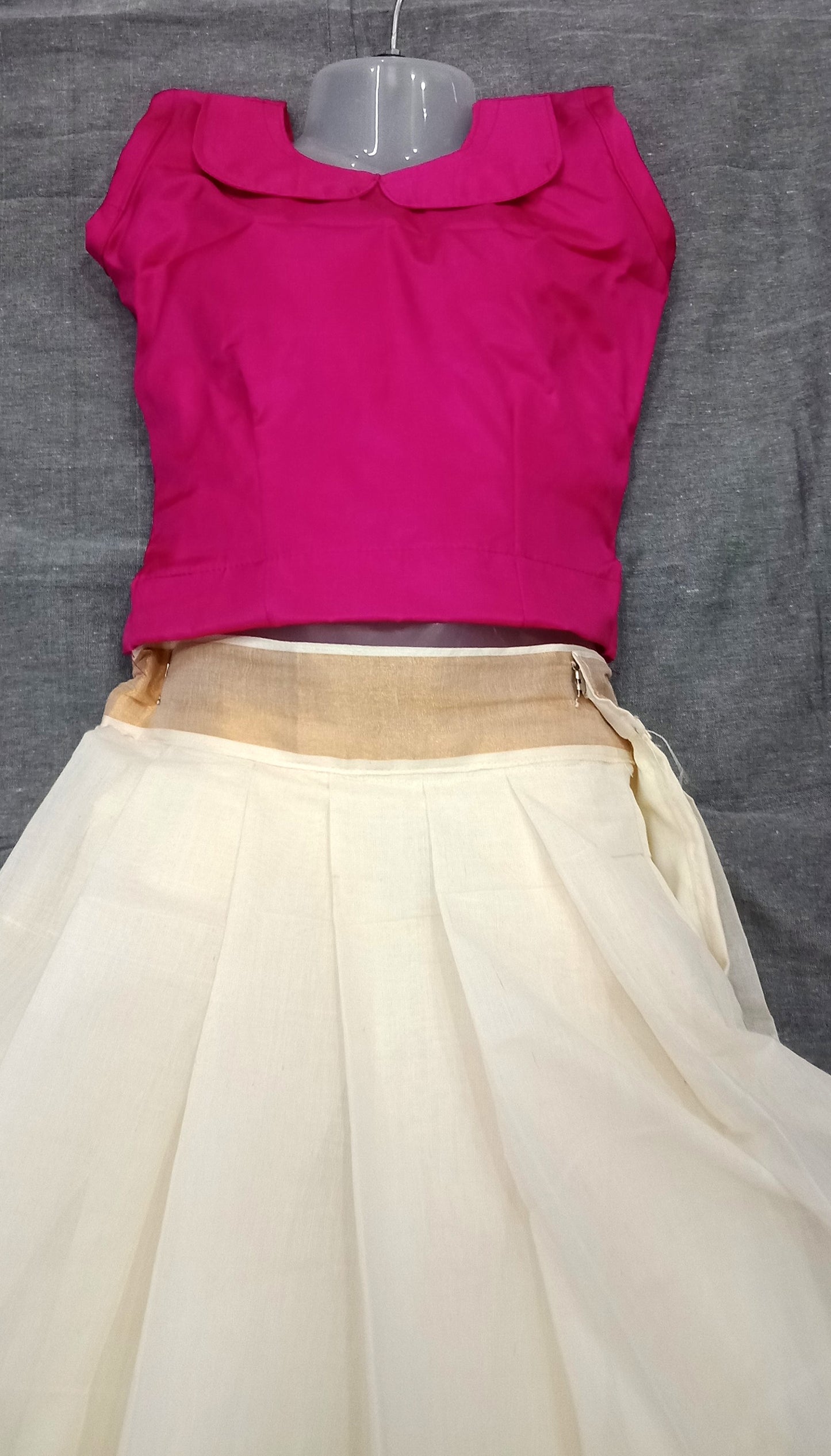 Designer pink top kerala style onam pattu pavada - onam collections