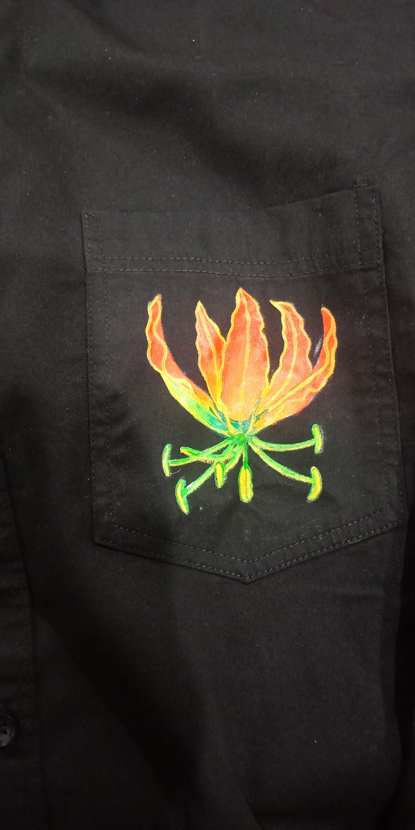 Karthikaipoo flower hand painting on black shirt