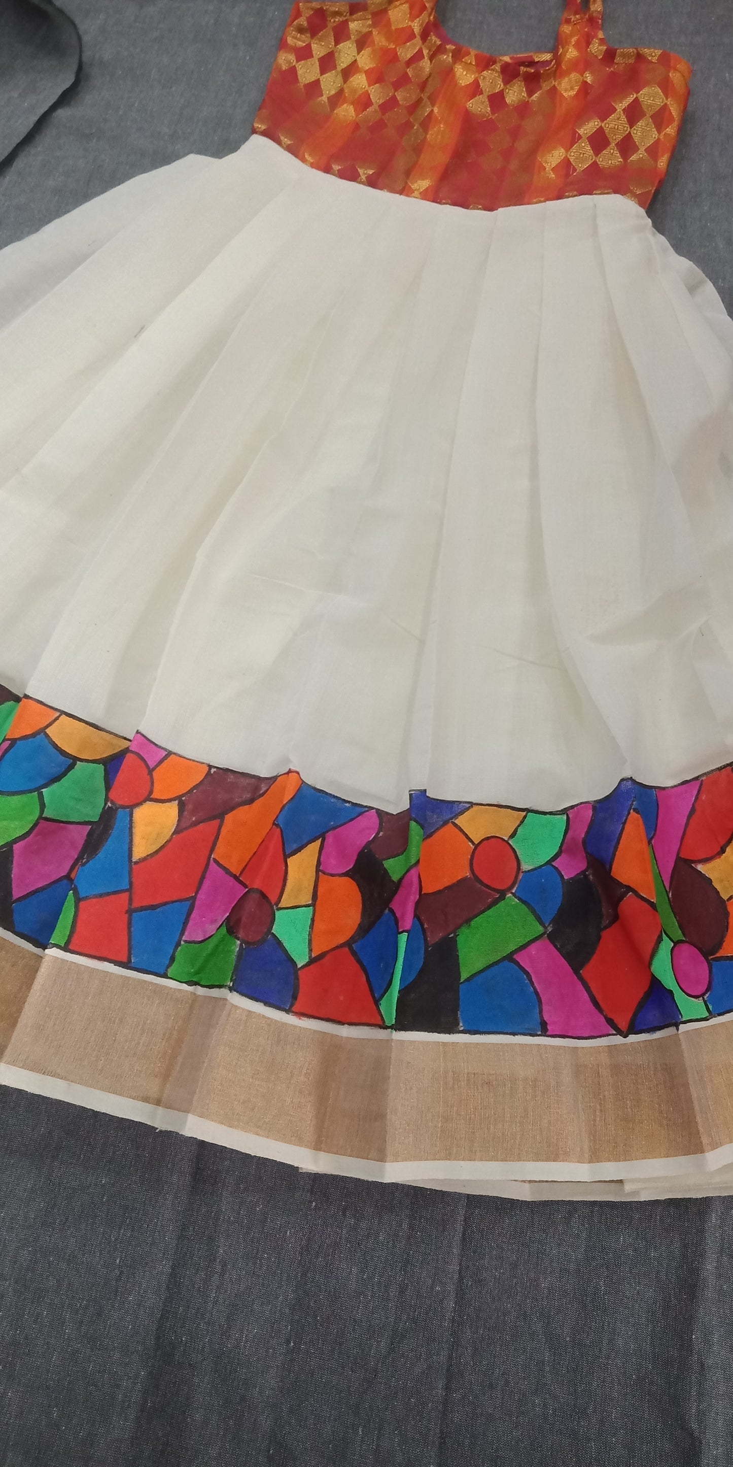 Abstract design hand painting kerala style frock