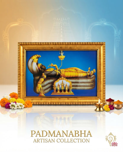 Padmanabha Swami photo glass golden frame - 18cmx13cm