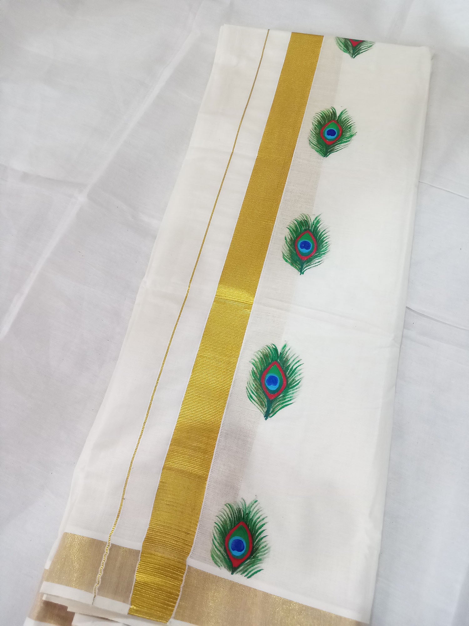 Sree Krishna Golden Tissue Kara Kerala Saree | HARADHI