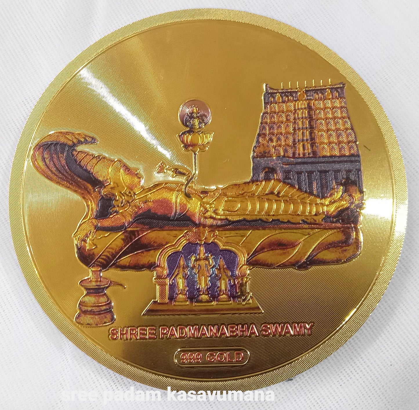 Round shape golden Sree Padmanabha Swami fridge magnet