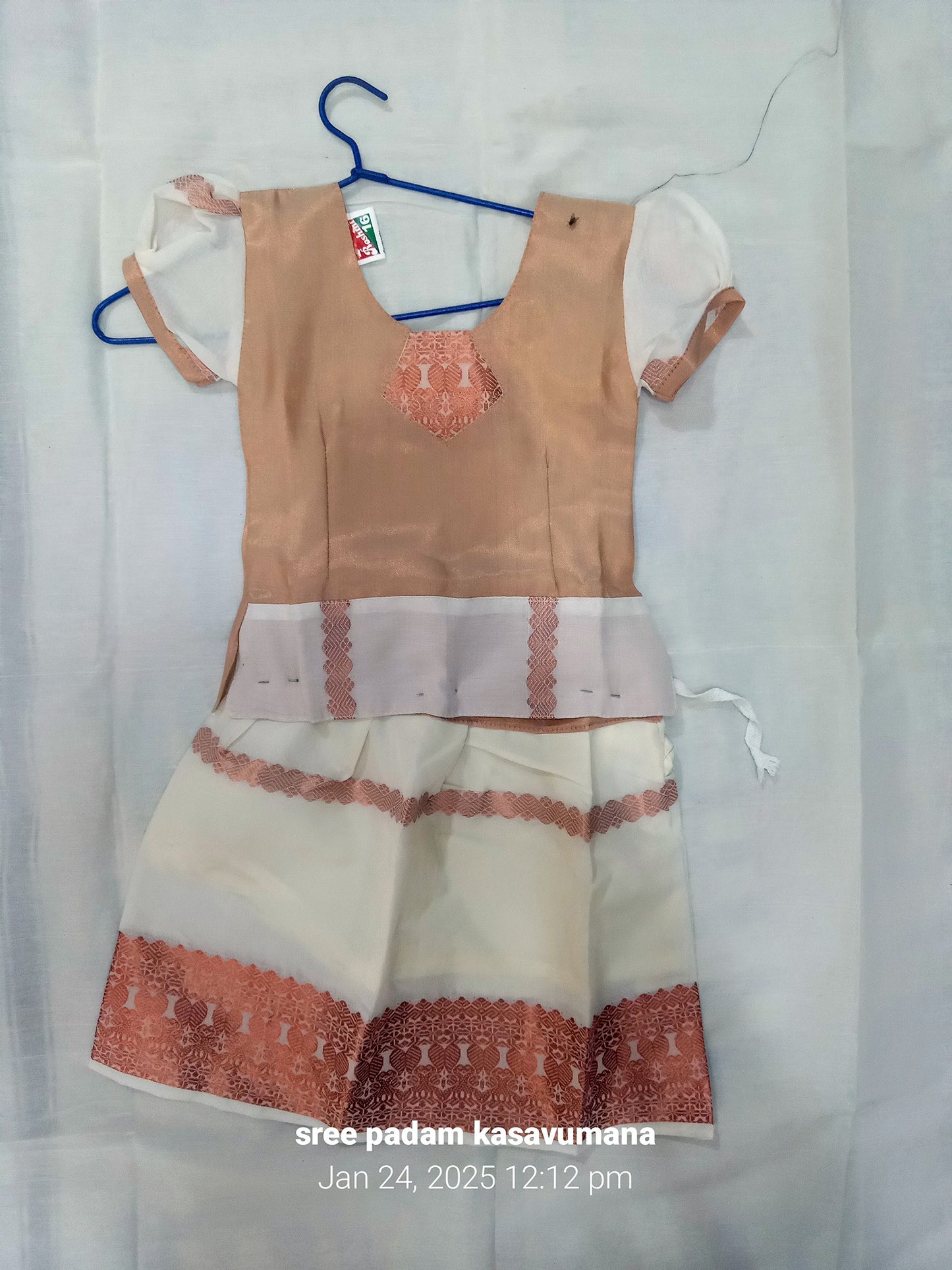 Designer cotton kerala pattu pavada for kids