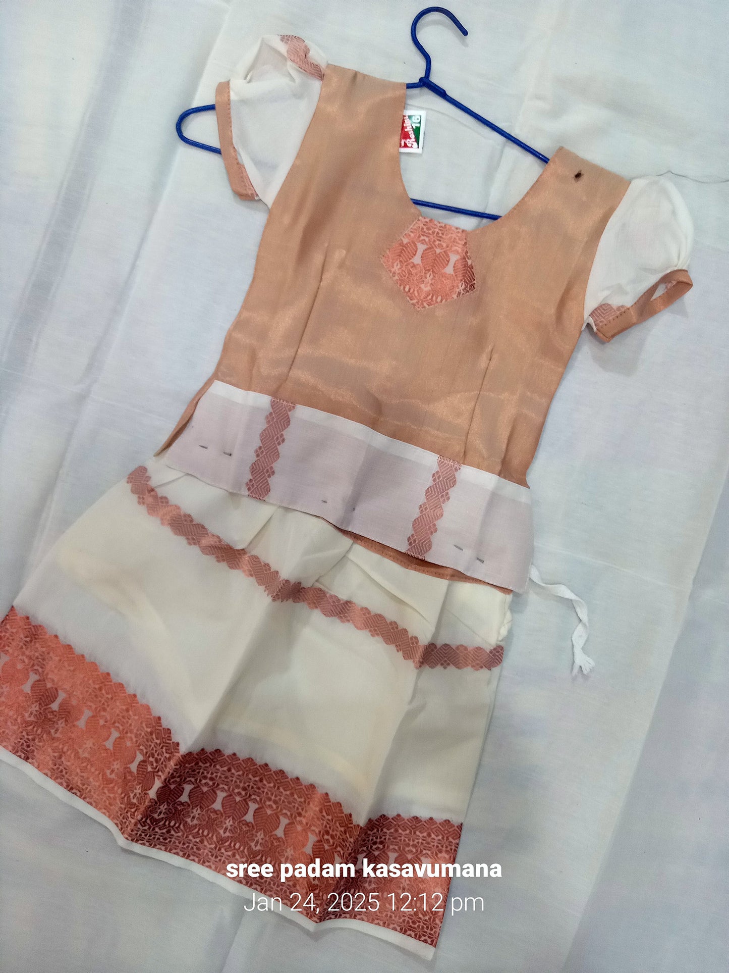 Designer cotton kerala pattu pavada for kids