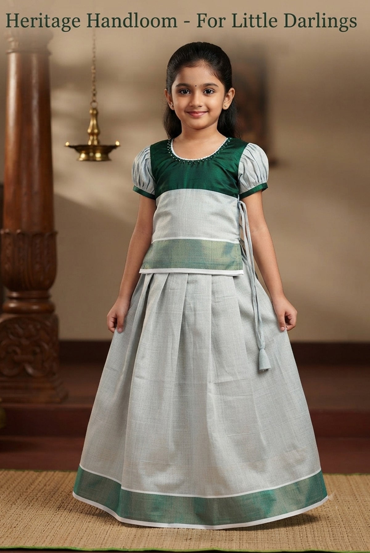 Designer blouse kerala silver kasavu pattu pavada for kids