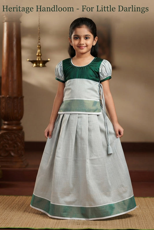 Designer blouse kerala silver kasavu pattu pavada for kids