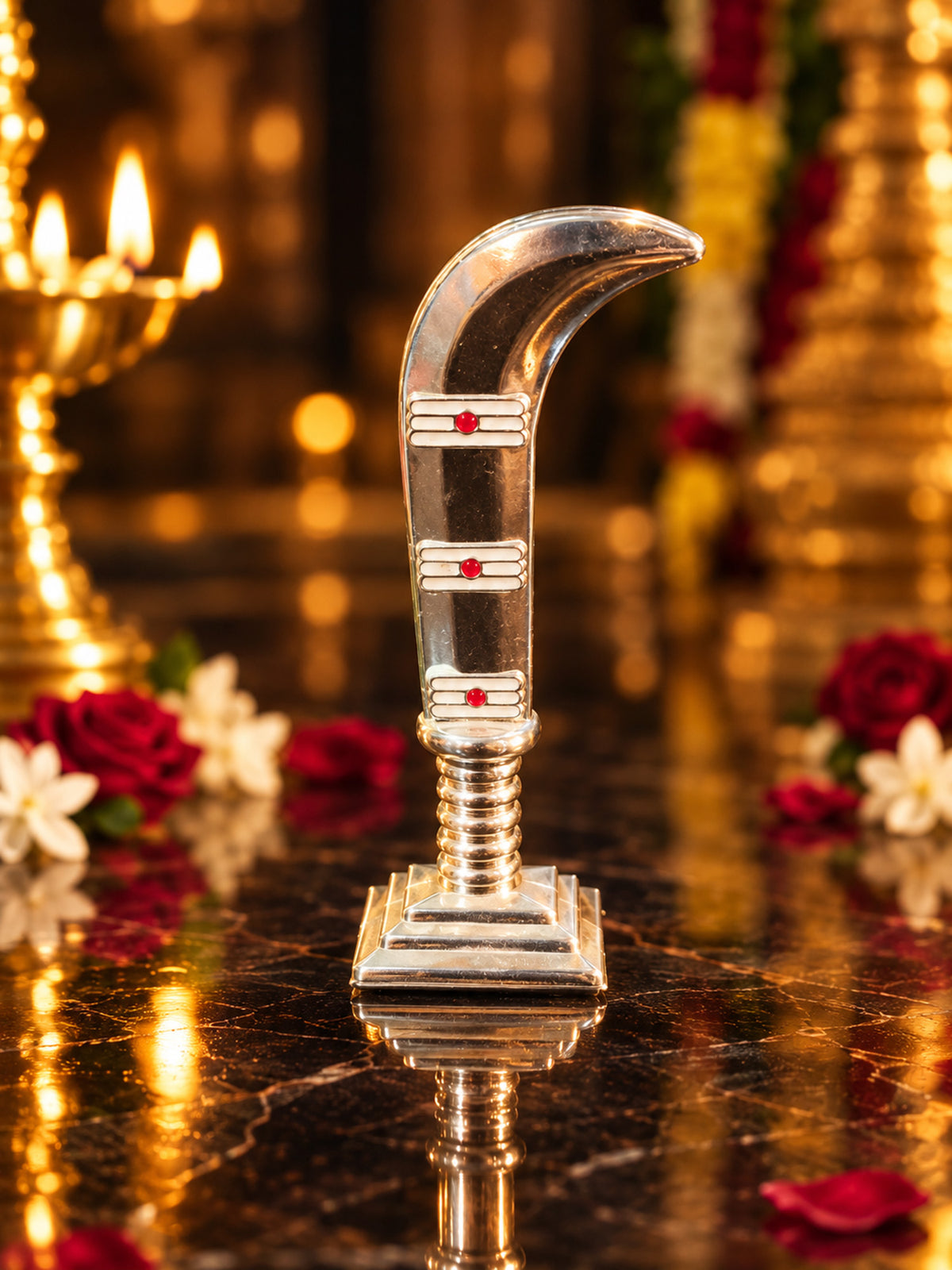 Lord Karuppaswami metal silver knife statue - 10cm