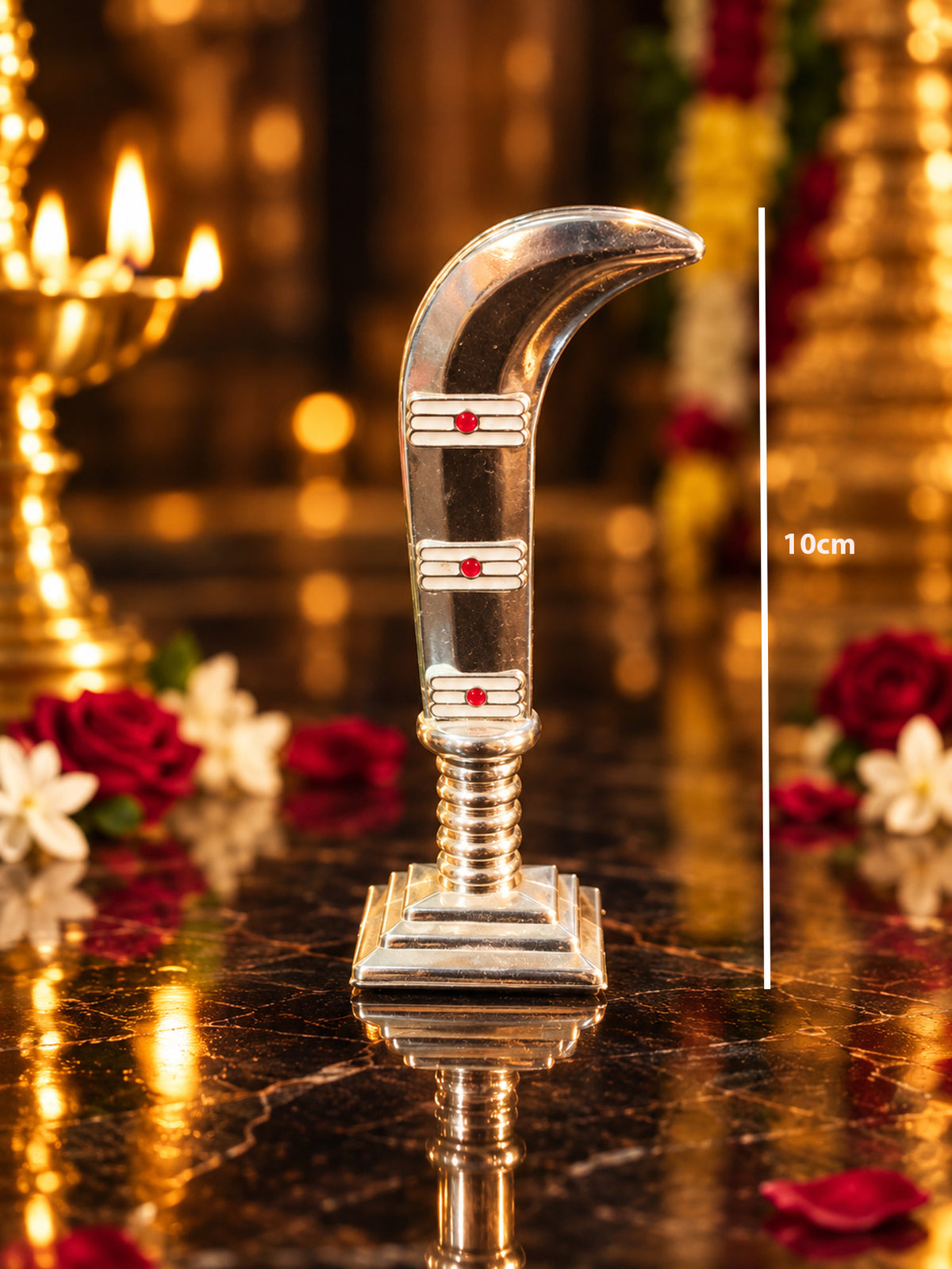 Lord Karuppaswami metal silver knife statue - 10cm