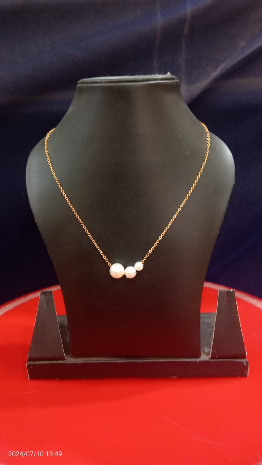 Gold color alloy necklace with pearl for women traditional wear