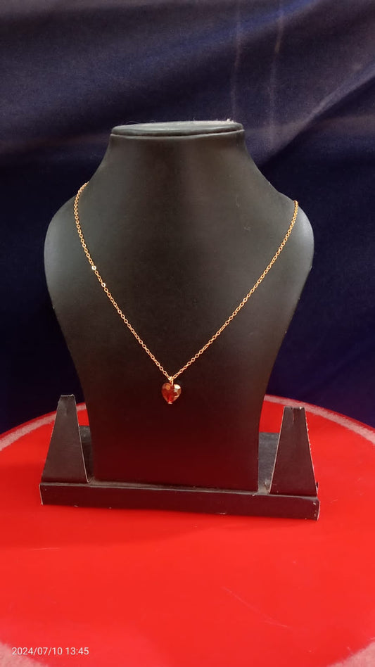 Golden alloy necklace chain with heart shape stone for women traditional wear