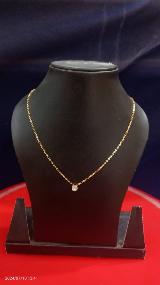 Golden alloy necklace chain with round stone for women traditional wear