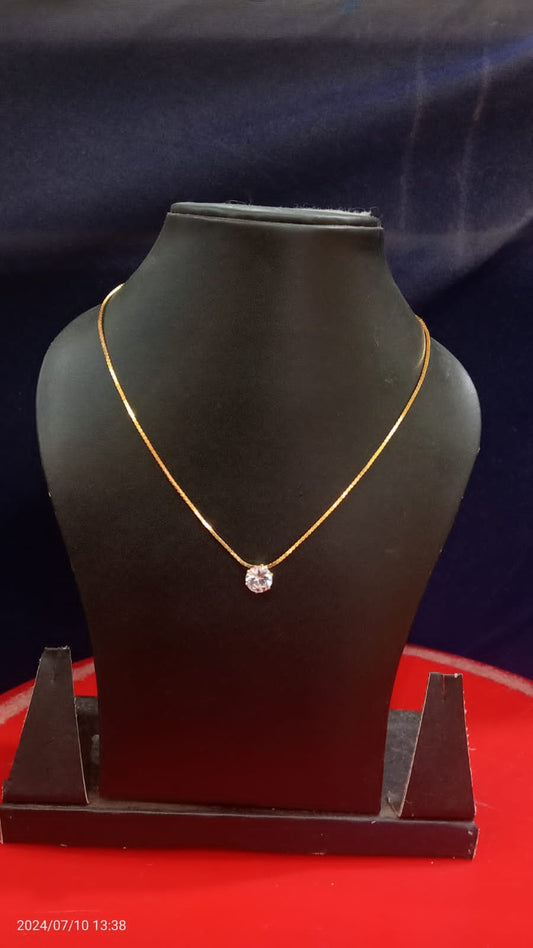 Golden alloy necklace chain with stone for women traditional wear