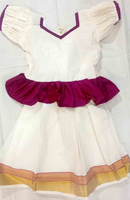 Designer kerala cotton  pattu pavada at low price for kids