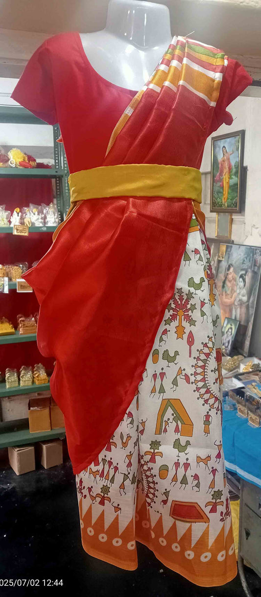 Designer colour frock model half saree