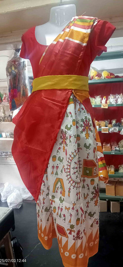 Designer colour frock model half saree
