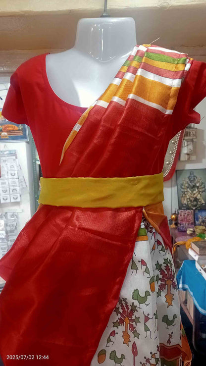 Designer colour frock model half saree