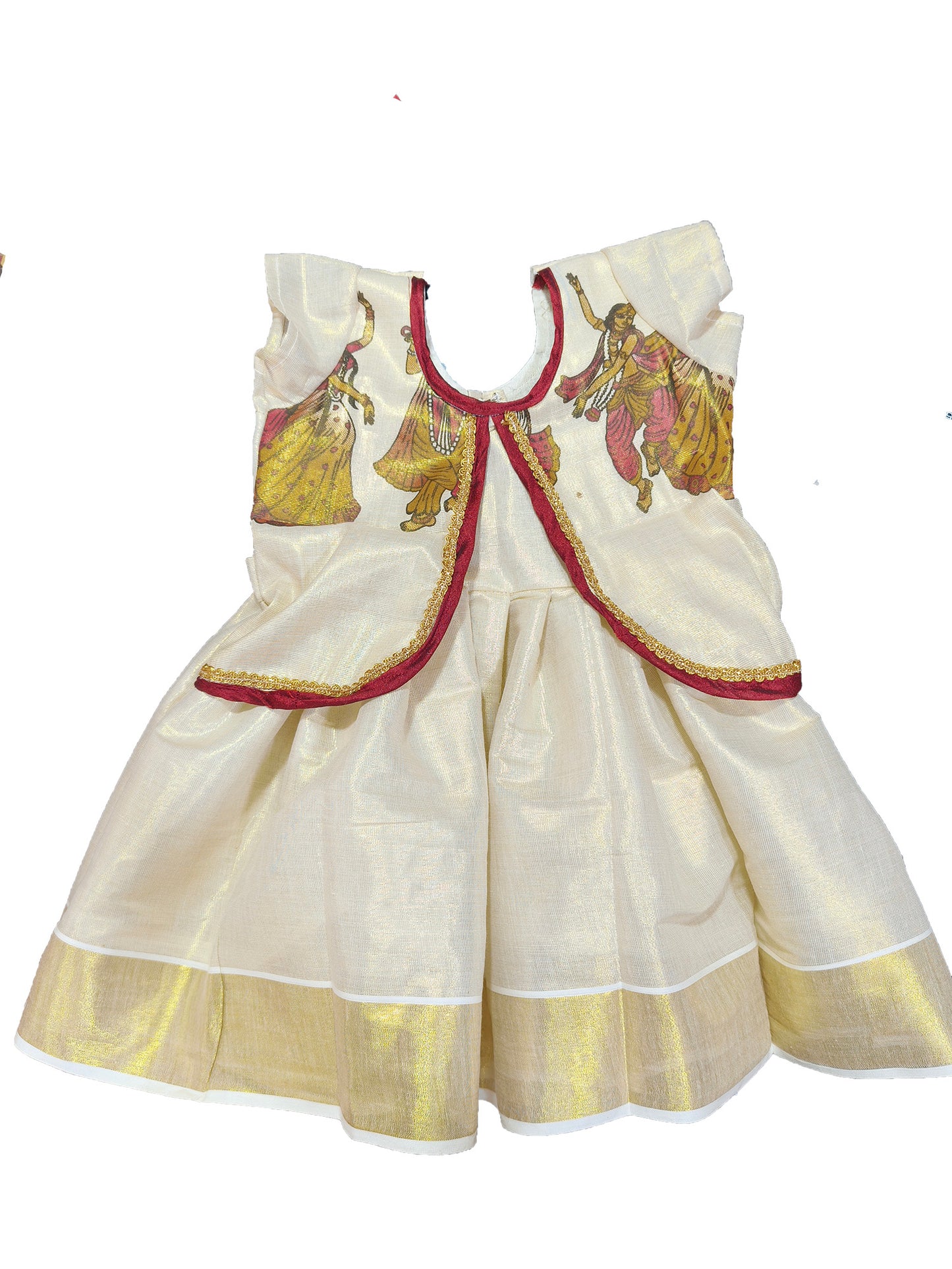 Designer kerala style tissue kids frock