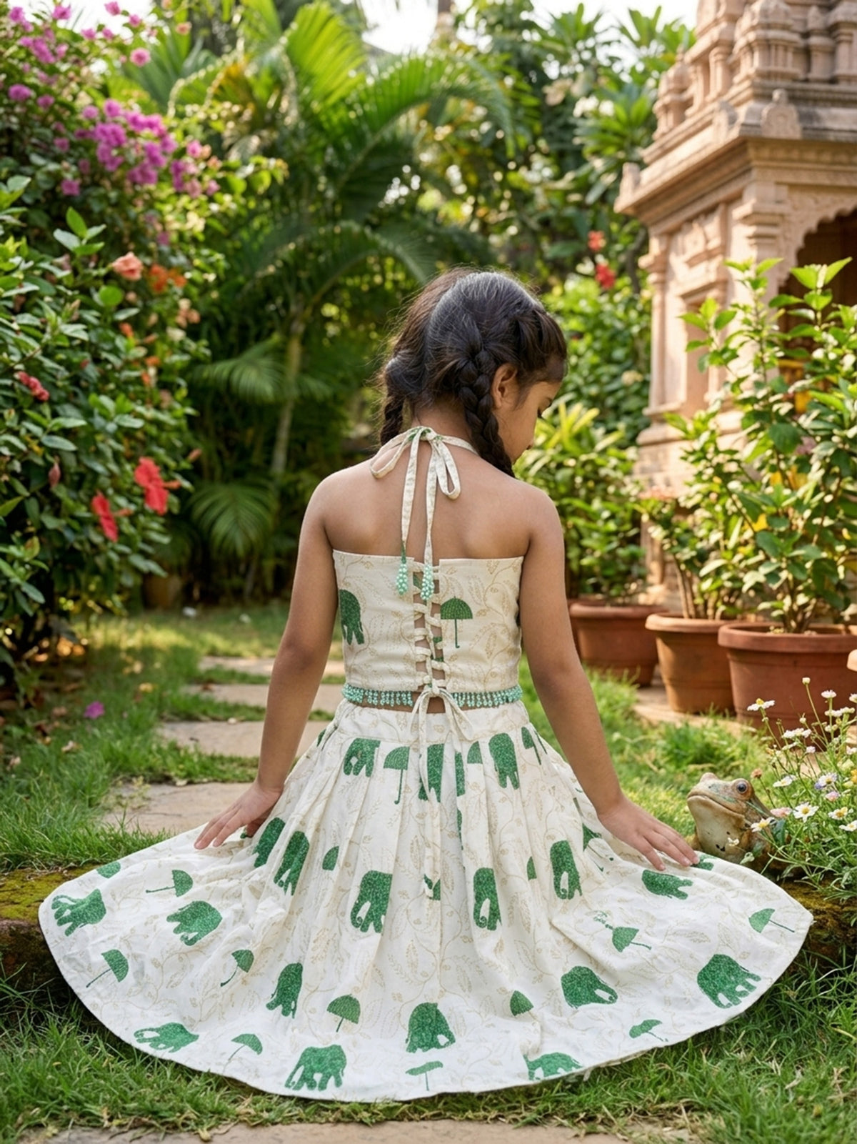Designer type kerala model elephant design pattu pavada for kids