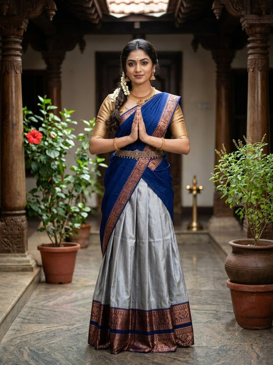 Traditional designer color half saree davani set for women