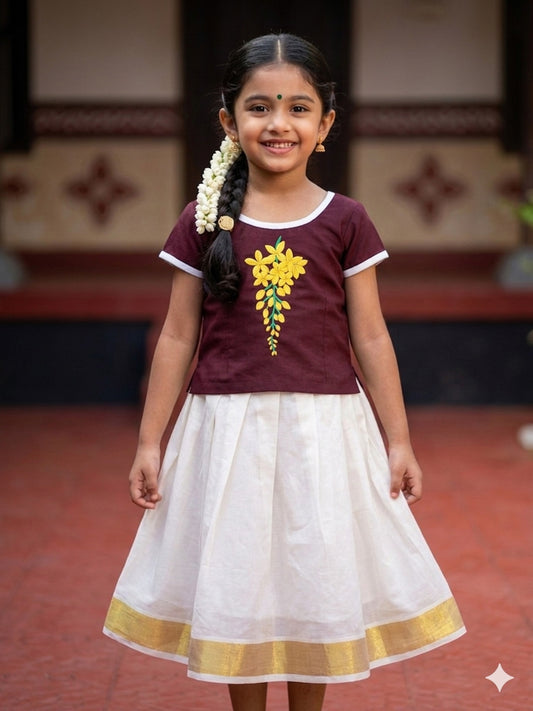 Vishu special kanikonna design kerala pattu pavada