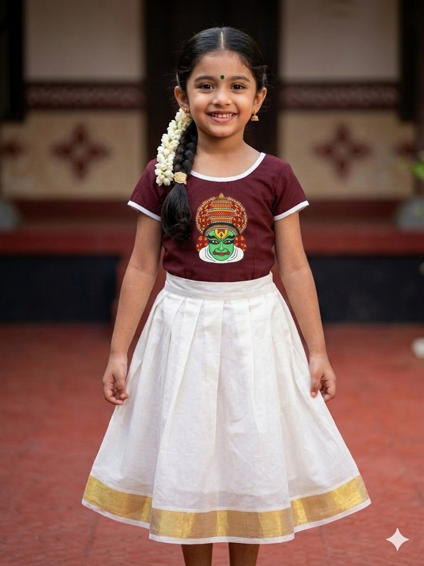 Kathakali design hand painting kerala kids pattu pavada