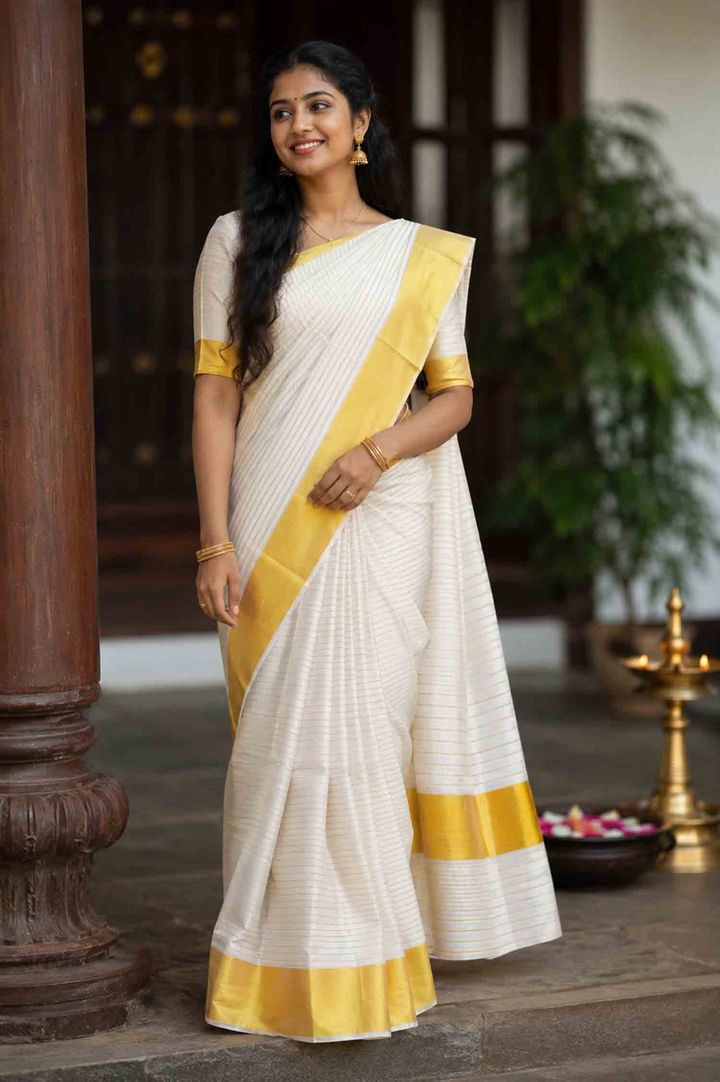 Check Kerala kasavu saree