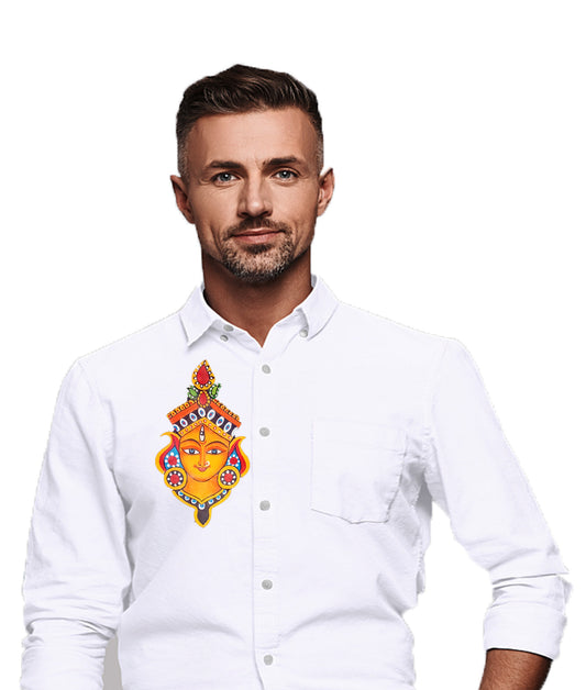 Devi face hand mual painting on white shirt